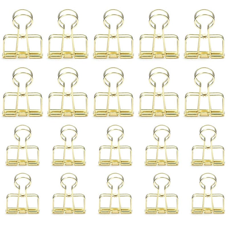 DEEDYGO 20 Pieces Gold Wire Binder Clips Assorted Sizes Stainless Steel Hollow Binder Clips Clamps for Paperwork, Sewing, Crafts, Kids, Teacher, Office School Supplies, Food Packages (10 M +10 S) - Image 2